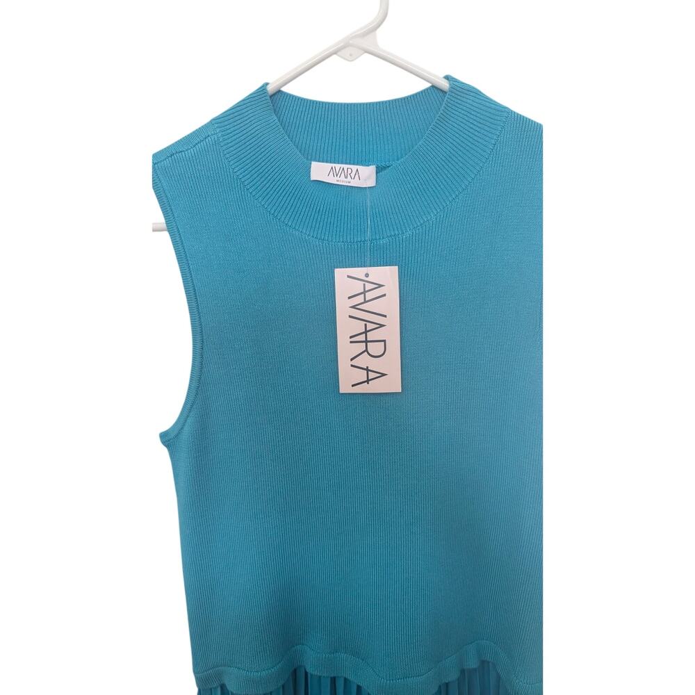 Avara Teal Sleeveless Pleated Midi Maxi Dress NWT Women’s Size Medium - Picture 3 of 6